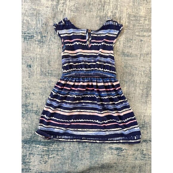 Cherokee Blue Pink w Poms Striped Dress 3T - Picture 2 of 5